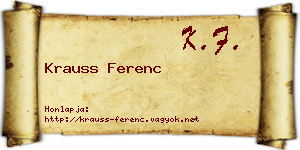 Krauss Ferenc névjegykártya
